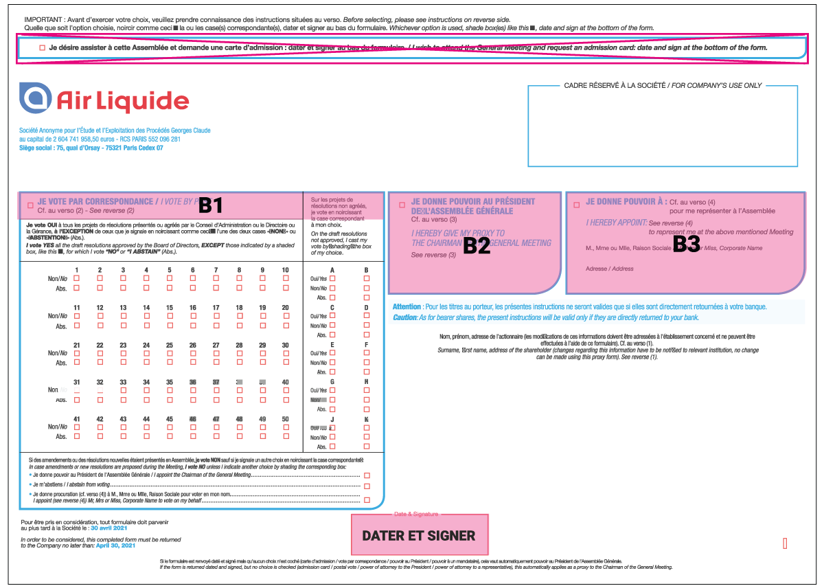 Specimen formulaire de vote